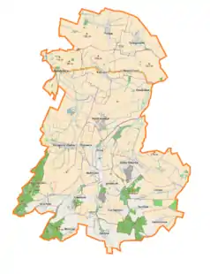 Mapa konturowa gminy Kondratowice, w centrum znajduje się punkt z opisem „Kondratowice”