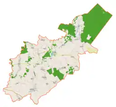 Mapa konturowa gminy Korfantów, na dole po lewej znajduje się punkt z opisem „Jegielnica”