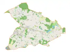 Mapa konturowa gminy Kornowac, u góry po lewej znajduje się punkt z opisem „Kobyla”