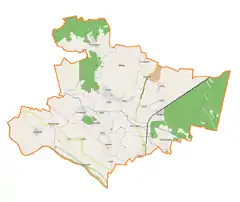 Mapa konturowa gminy Kotla, blisko centrum na lewo znajduje się punkt z opisem „Chociemyśl”