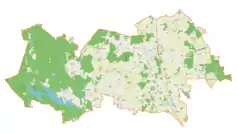 Mapa konturowa gminy Kowale Oleckie, na dole znajduje się punkt z opisem „Cicha Wólka”