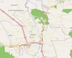 Mapa konturowa Krasnegostawu, w centrum znajduje się punkt z opisem „Krasnystaw Miasto”