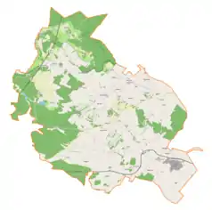 Mapa konturowa gminy Krasocin, w centrum znajduje się punkt z opisem „Krasocin”