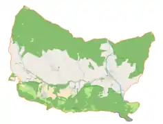 Mapa konturowa gminy Krościenko nad Dunajcem, w centrum znajduje się punkt z opisem „Dziadowe Kąty”