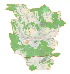 Mapa konturowa gminy Krzeszowice, w centrum znajduje się punkt z opisem „Tenczynek”