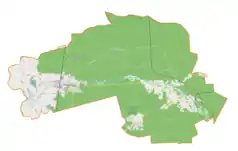 Mapa konturowa gminy Kuźnia Raciborska, na dole znajduje się punkt z opisem „Jankowice”