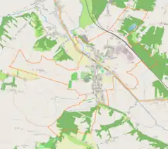 Mapa konturowa Kunowa, po prawej znajduje się punkt z opisem „Poręby”