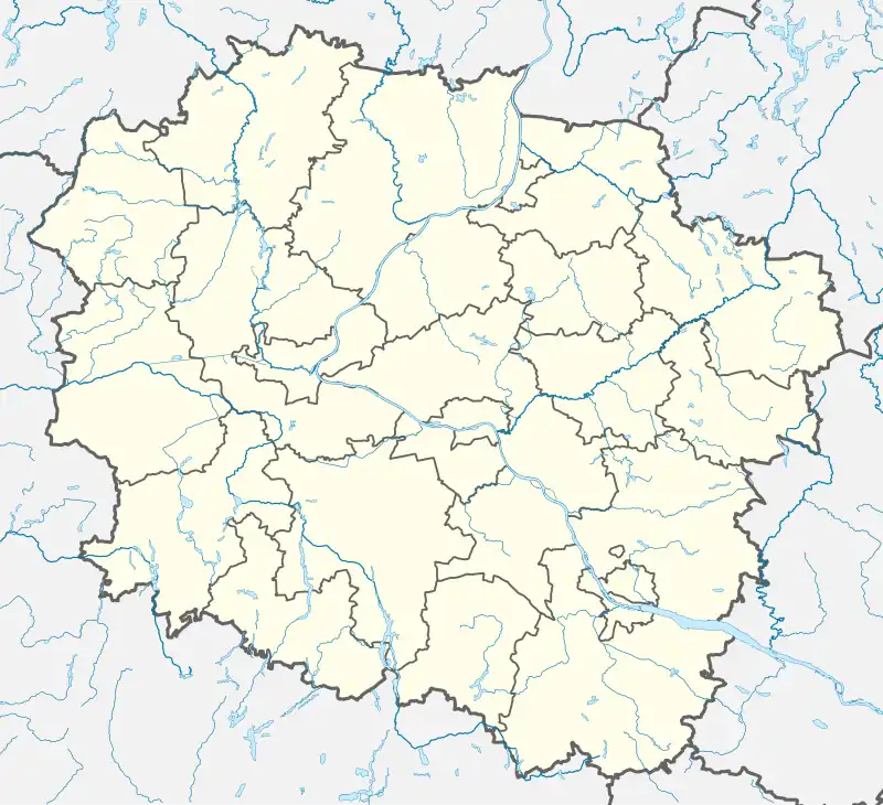 Mapa konturowa województwa kujawsko-pomorskiego, po prawej nieco u góry znajduje się punkt z opisem „Brodnica”