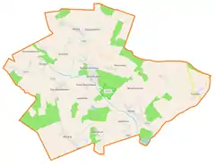 Mapa konturowa gminy Leśna Podlaska, w centrum znajduje się punkt z opisem „Chmielinne”