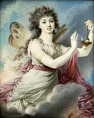 Wincenty de Lesseur, Zofia Czartoryska jako Psyche, 1797, gwasz, 14 × 11,4 cm