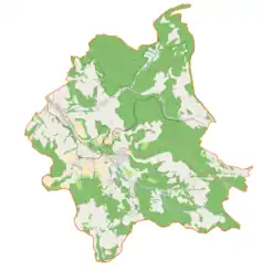 Mapa konturowa gminy Lewin Kłodzki, blisko centrum po prawej na dole znajduje się punkt z opisem „Witów”