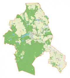 Mapa konturowa gminy Lidzbark, w centrum znajduje się punkt z opisem „Jamielnik”