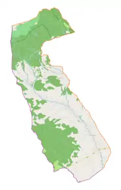 Mapa konturowa gminy Lipnica Wielka, blisko centrum po prawej na dole znajduje się punkt z opisem „Lipnica Wielka”