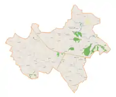 Mapa konturowa gminy Lipnik, u góry po prawej znajduje się punkt z opisem „Studzianki”