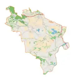 Mapa konturowa gminy Liszki, u góry nieco na lewo znajduje się punkt z opisem „Dolina Mnikowska”