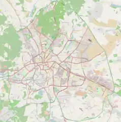 Mapa konturowa Charkowa, blisko centrum na lewo znajduje się punkt z opisem „Charków”