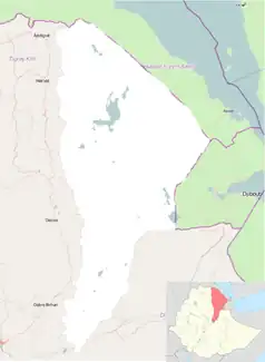 Mapa konturowa Afaru, blisko centrum na dole znajduje się punkt z opisem „Hadar”