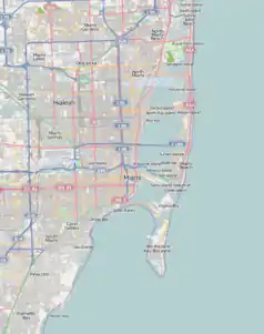 Mapa konturowa Miami, w centrum znajduje się punkt z opisem „Little Havana”