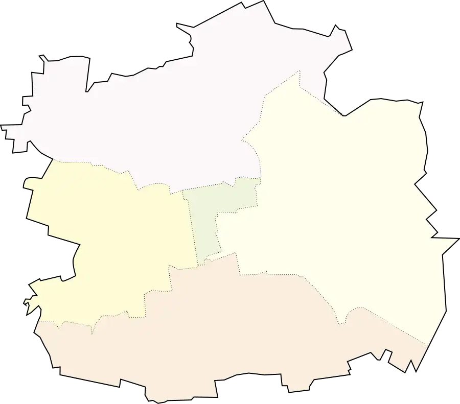 Mapa konturowa Łodzi, na dole znajduje się punkt z opisem „Julianów”