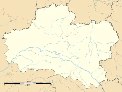 Mapa konturowa Loiret, po prawej znajduje się punkt z opisem „Château-Renard”