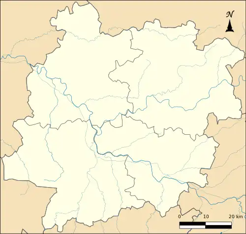 Mapa konturowa Lot i Garonny, po lewej znajduje się punkt z opisem „Réunion”