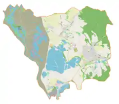 Mapa konturowa gminy Lubomia, w centrum znajduje się punkt z opisem „Wielikąt”