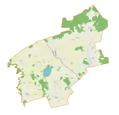 Mapa konturowa gminy Lubomino, w centrum znajduje się punkt z opisem „Lubomino”