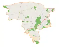 Mapa konturowa gminy Lututów, po prawej znajduje się punkt z opisem „Chojny”