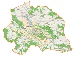 Mapa konturowa gminy Lwówek Śląski, po lewej znajduje się punkt z opisem „Niwnice”