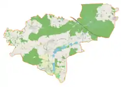 Mapa konturowa gminy Lyski, po lewej znajduje się punkt z opisem „Żytna”