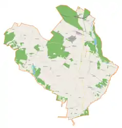 Mapa konturowa gminy Małogoszcz, po prawej znajduje się punkt z opisem „Bocheniec”