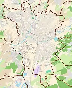 Mapa konturowa Le Mans, na dole znajduje się punkt z opisem „Circuit de la Sarthe”