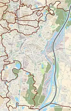 Mapa konturowa Strasburga, w centrum znajduje się punkt z opisem „Musée des Beaux-Arts de Strasbourg”