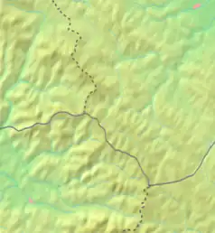 Mapa konturowa Karpat Marmaroskich, Czarnohory i Połonin Hryniawskich, na dole znajduje się czarny trójkącik z opisem „Toroiaga”