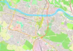 Mapa konturowa Mariboru, u góry znajduje się punkt z opisem „Maribor”