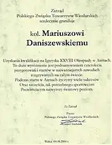 Nominacja olimpijska Mariusza Daniszewskieo