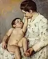 Mary Cassatt, Pierwsza pieszczota dziecka, 1891 (pastel)