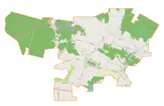 Mapa konturowa gminy Masłów, w centrum znajduje się punkt z opisem „Masłów Drugi”