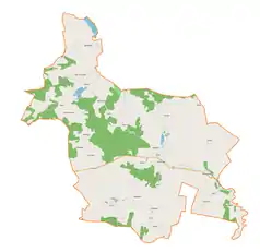 Mapa konturowa gminy Masłowice, u góry nieco na lewo znajduje się punkt z opisem „Bartodzieje”