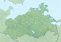 Mapa konturowa Meklemburgii-Pomorza Przedniego, u góry po prawej znajduje się punkt z opisem „Vilm”