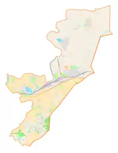 Mapa konturowa gminy Medyka, po prawej znajduje się punkt z opisem „Przejście graniczne Przemyśl-Mościska”