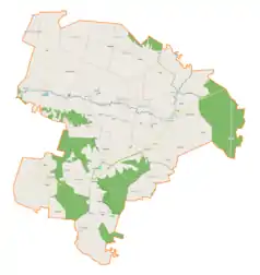 Mapa konturowa gminy Michałów, po lewej nieco na dole znajduje się punkt z opisem „Węchadłów”