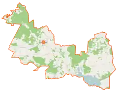 Mapa konturowa gminy Michałowo, na dole nieco na prawo znajduje się punkt z opisem „Bondary”