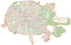 Mapa konturowa Mińska, u góry nieco na lewo znajduje się punkt z opisem „Pałac Niepodległości”