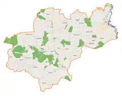 Mapa konturowa gminy Mircze, po prawej znajduje się punkt z opisem „Prehoryłe”