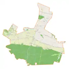 Mapa konturowa gminy Mirzec, w centrum znajduje się punkt z opisem „Mirzec-Korzonek”