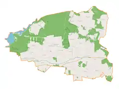 Mapa konturowa gminy Mniszków, blisko centrum u góry znajduje się punkt z opisem „Gaik”