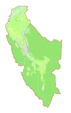 Mapa konturowa gminy Borovnica, u góry znajduje się punkt z opisem „Pako”