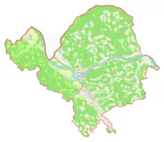 Mapa konturowa gminy Dravograd, blisko centrum na dole znajduje się punkt z opisem „Dobrova pri Dravogradu”