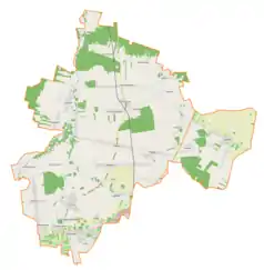 Mapa konturowa gminy Mykanów, blisko centrum na prawo znajduje się punkt z opisem „Grabowa”